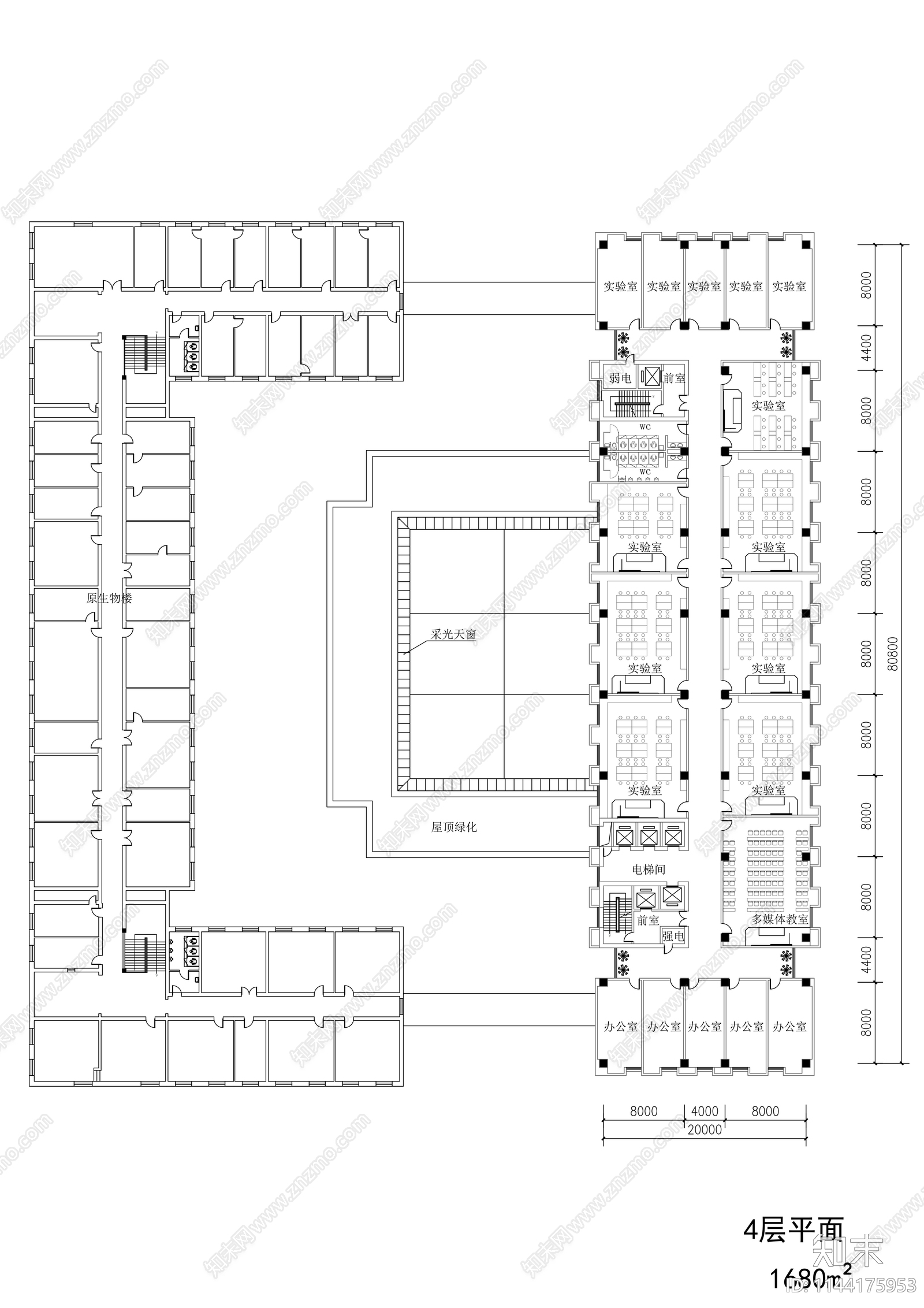 学校生物楼建筑cad施工图下载【ID:1144175953】