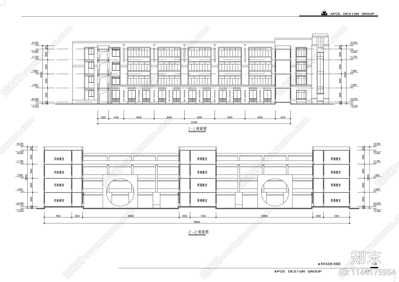 淮安小学建筑cad施工图下载【ID:1144175954】