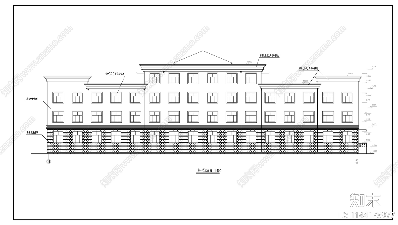 欧式风办公楼建筑cad施工图下载【ID:1144175977】