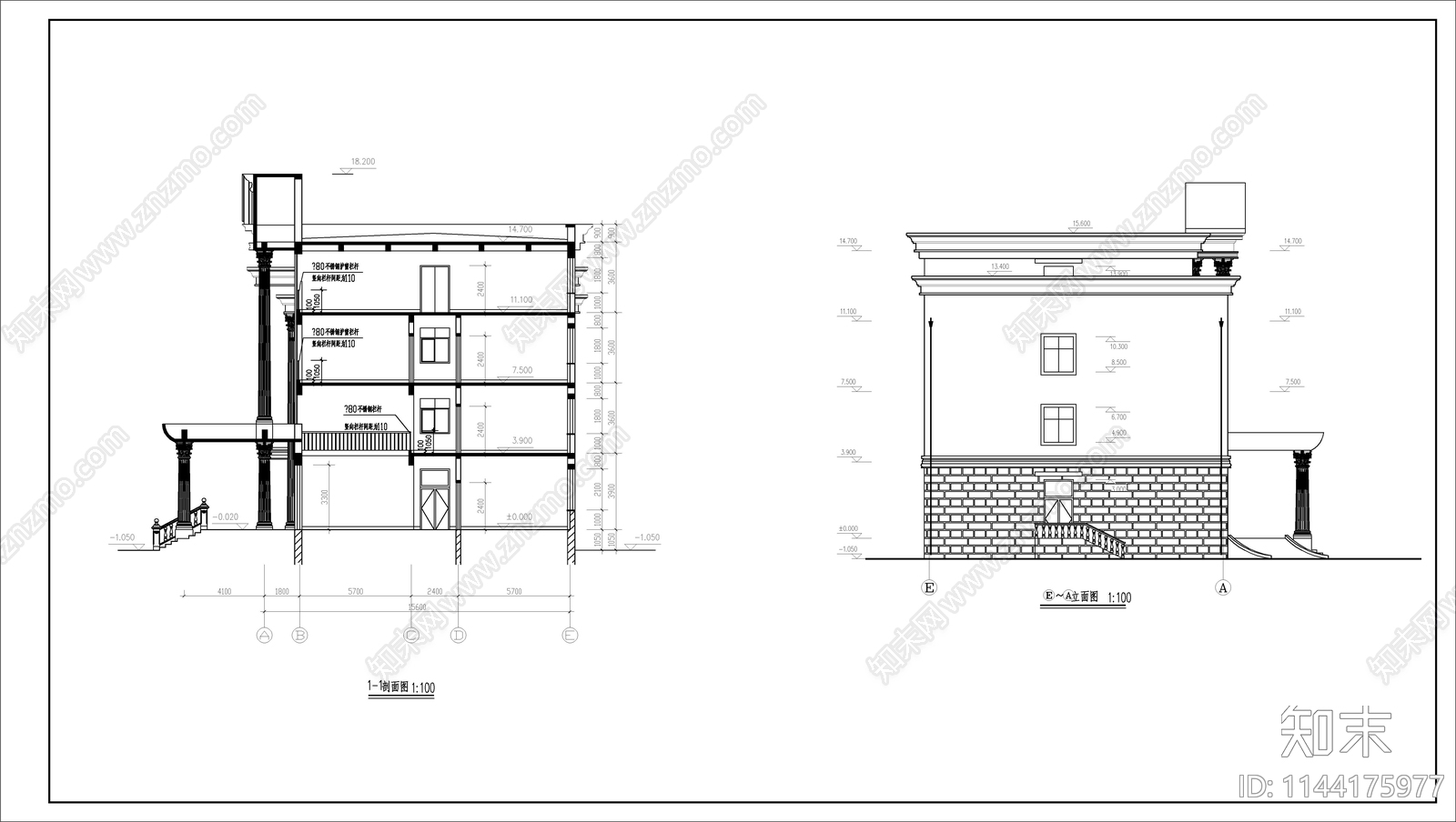 欧式风办公楼建筑cad施工图下载【ID:1144175977】