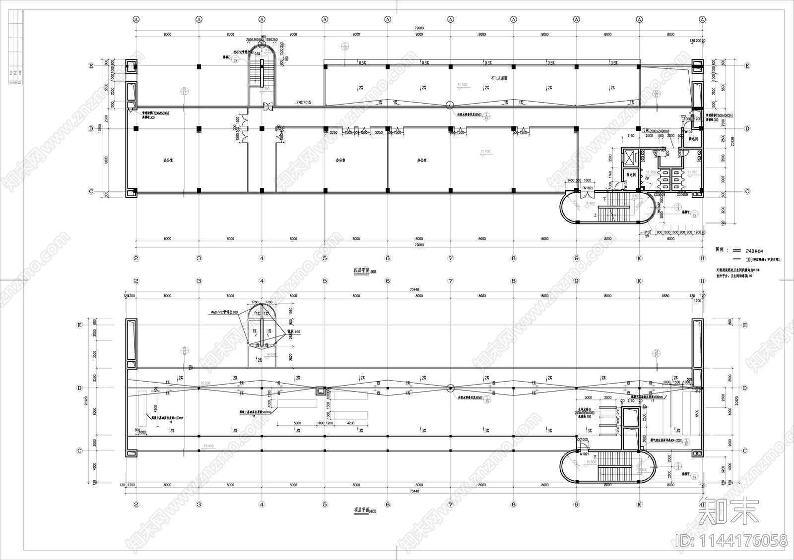 框架结构厂区办公楼建筑cad施工图下载【ID:1144176058】