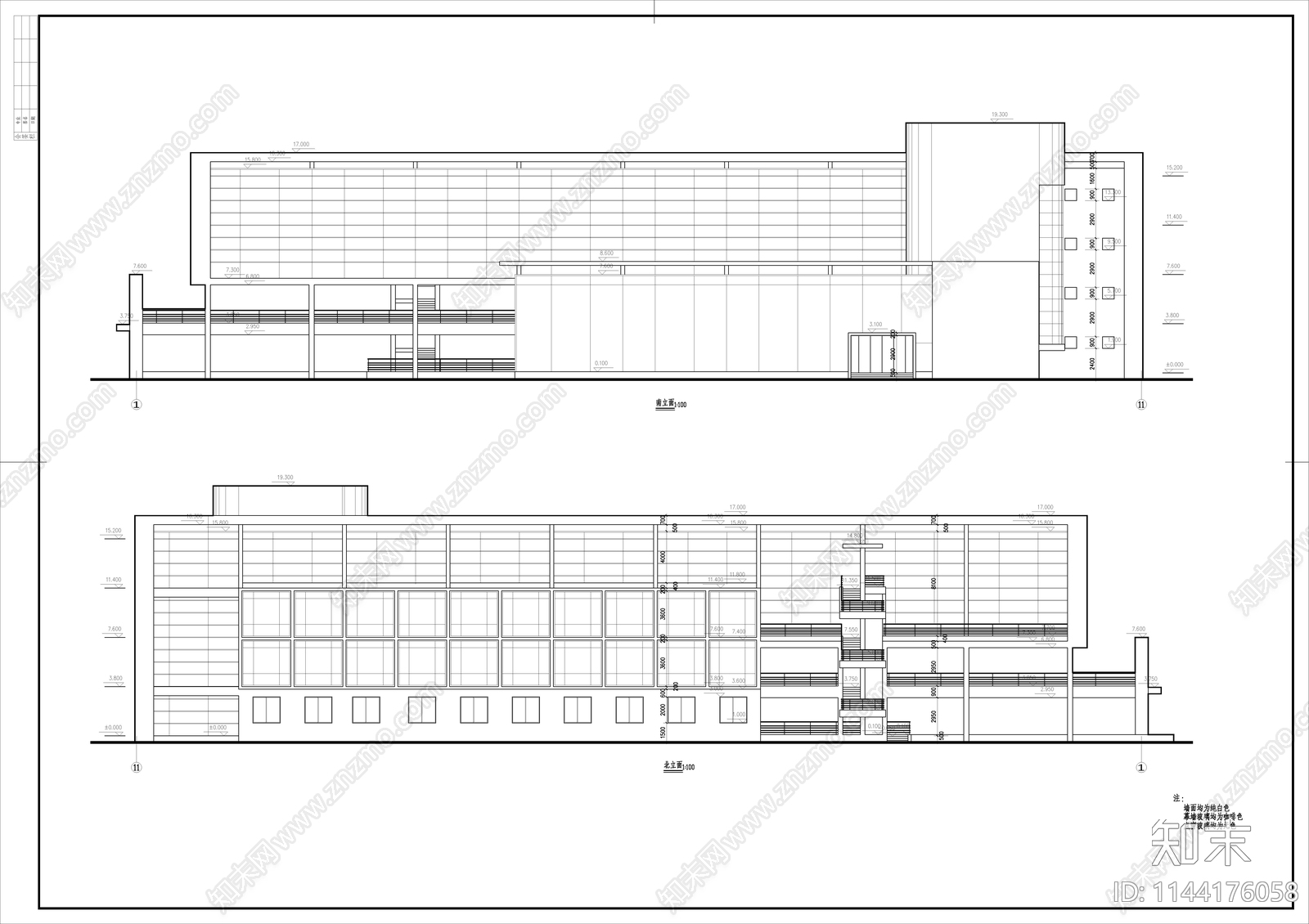 框架结构厂区办公楼建筑cad施工图下载【ID:1144176058】