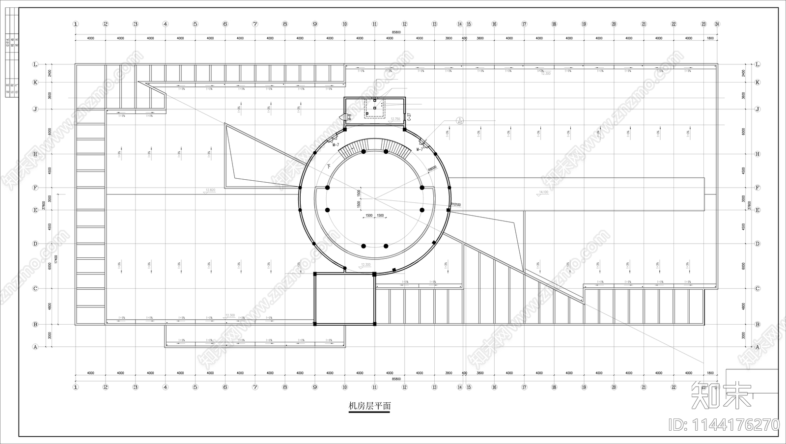 样品展示厅办公楼建筑cad施工图下载【ID:1144176270】