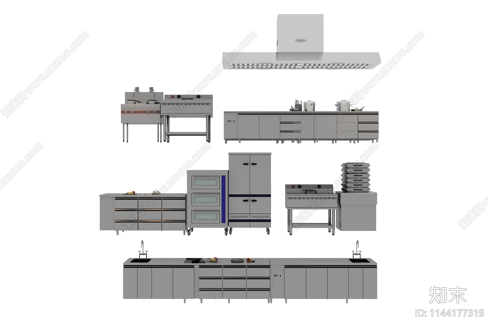 现代后厨设备3D模型下载【ID:1144177319】