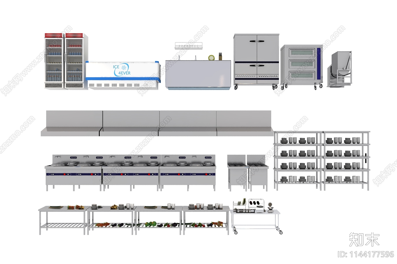 现代后厨设备3D模型下载【ID:1144177596】