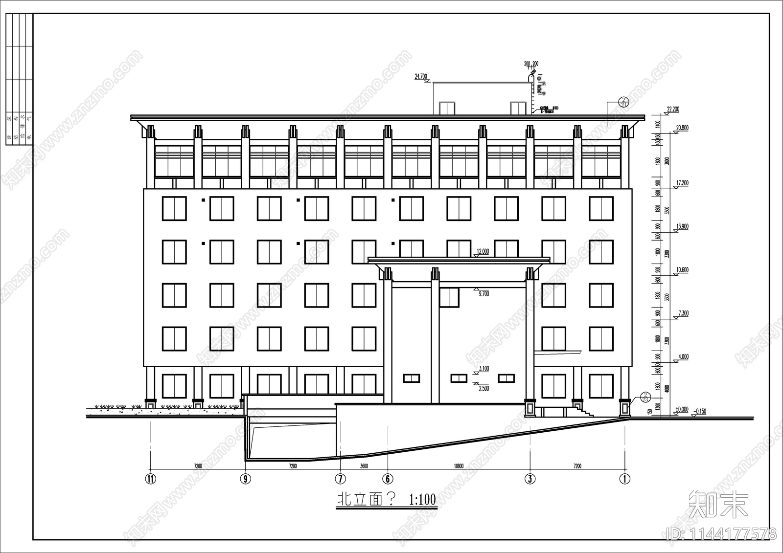 派出所办公楼建筑施工图下载【ID:1144177578】