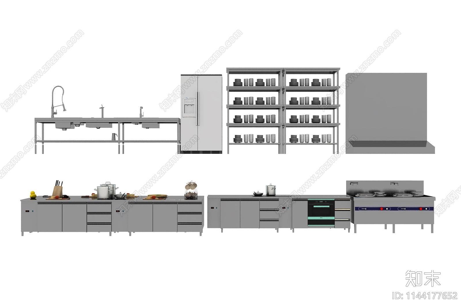 现代后厨设备3D模型下载【ID:1144177652】