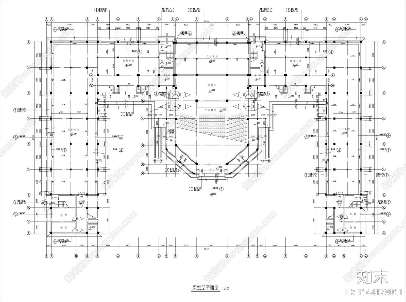 某中学综合教学楼建筑cad施工图下载【ID:1144178011】