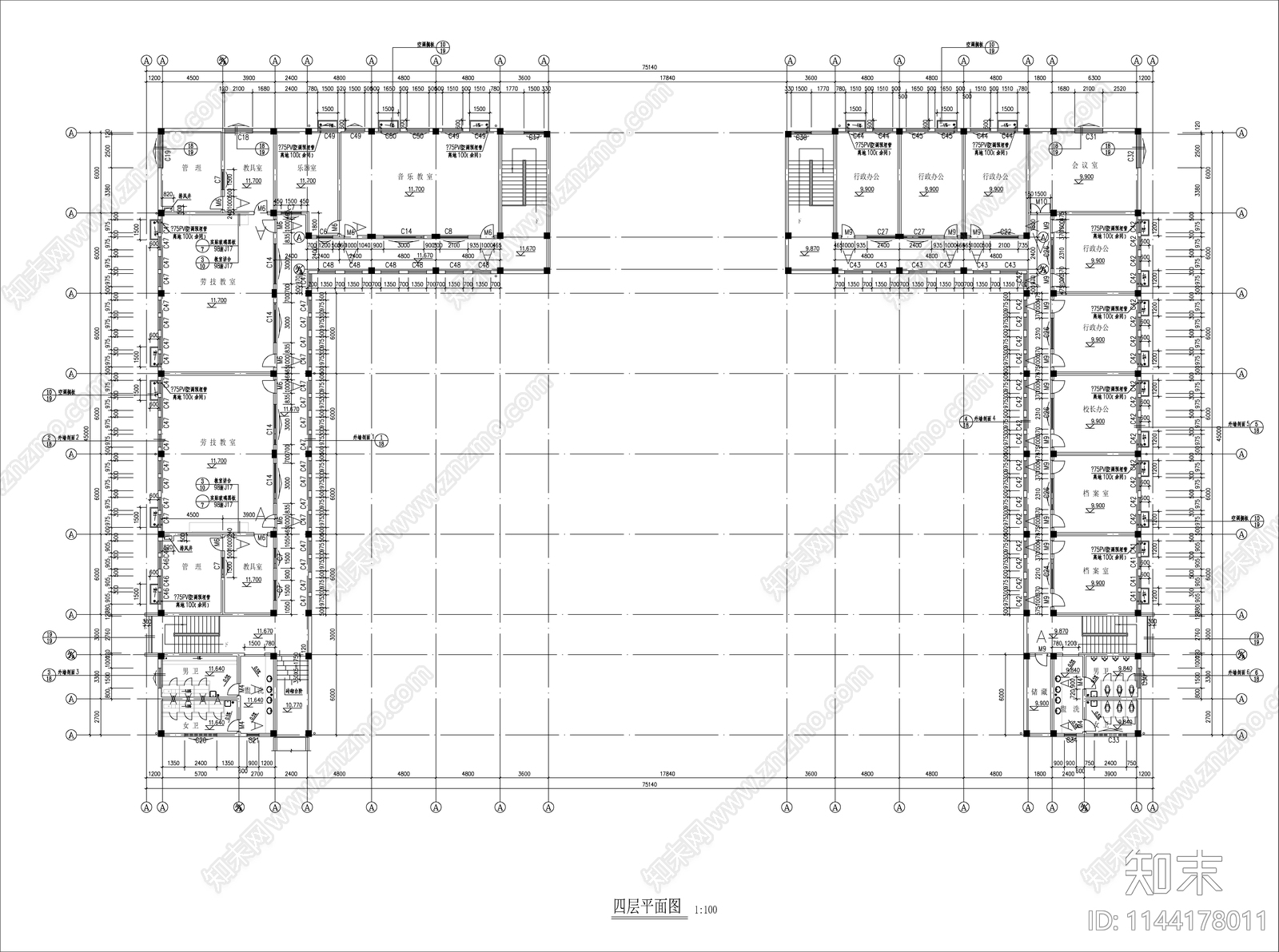 某中学综合教学楼建筑cad施工图下载【ID:1144178011】