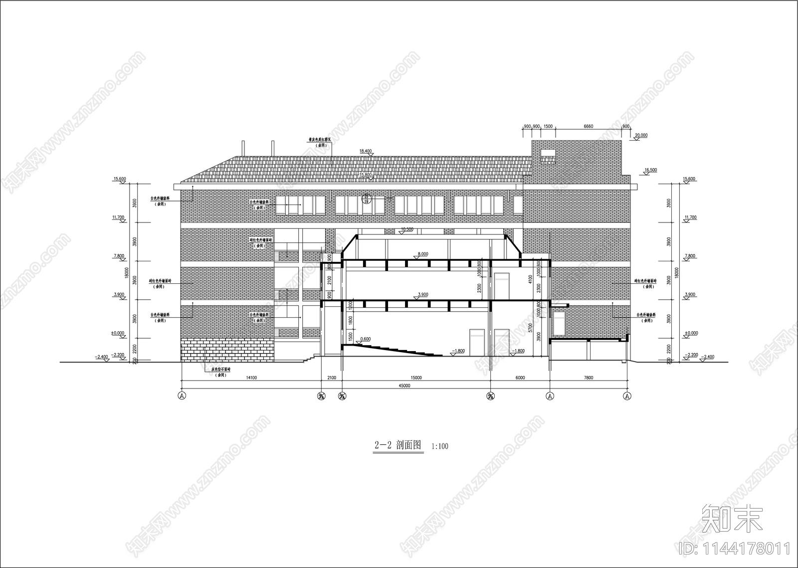 某中学综合教学楼建筑cad施工图下载【ID:1144178011】