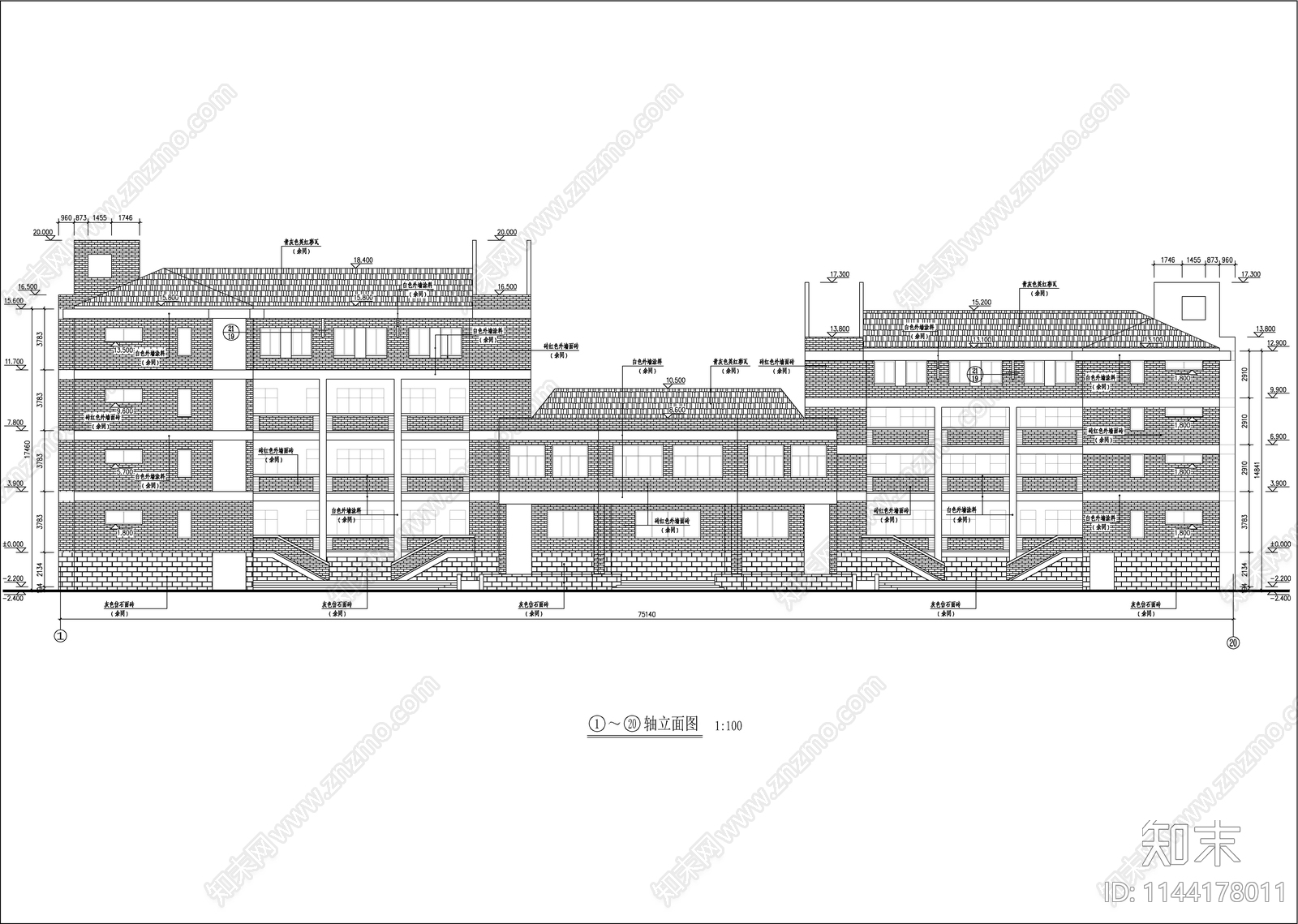 某中学综合教学楼建筑cad施工图下载【ID:1144178011】