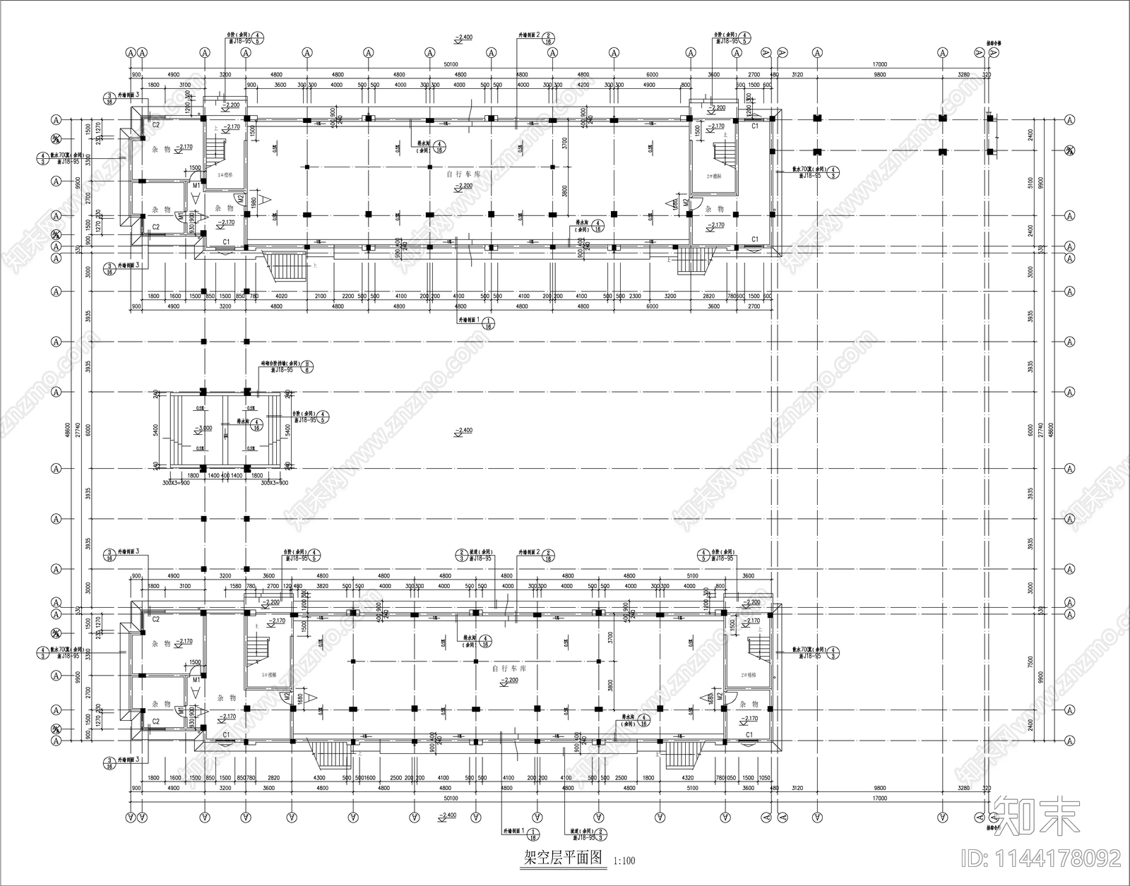 某中学教学楼建筑cad施工图下载【ID:1144178092】