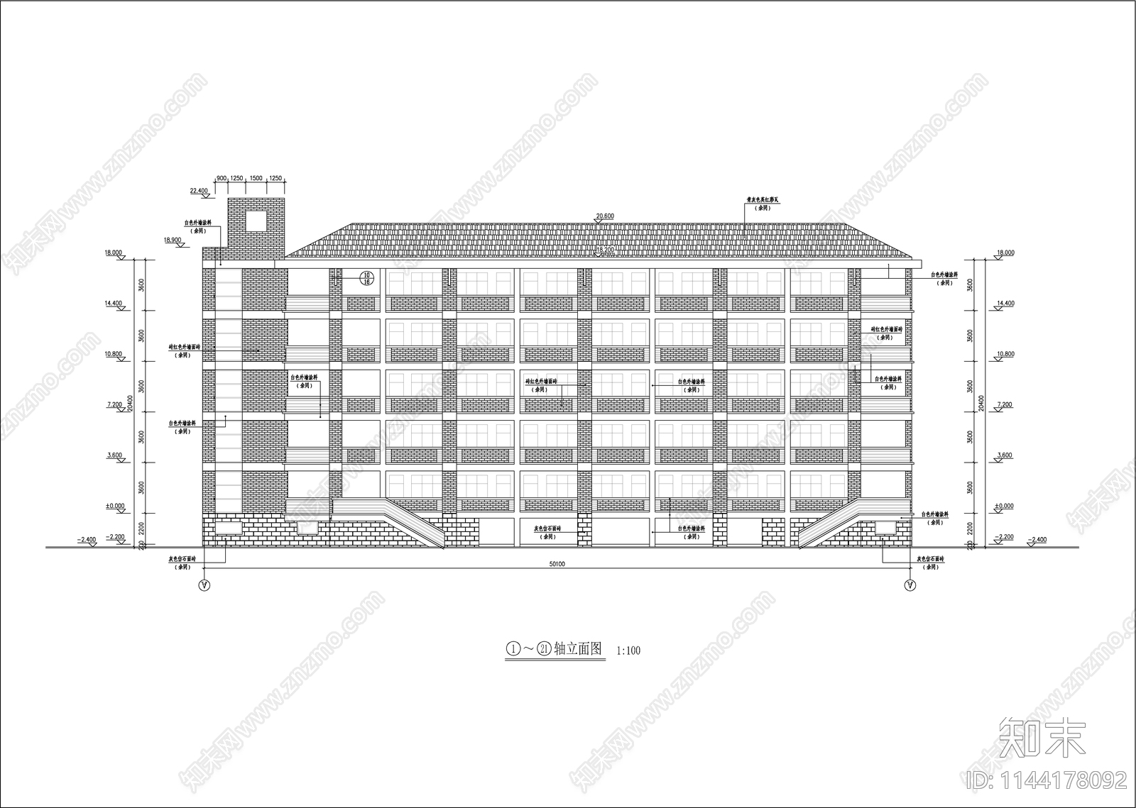 某中学教学楼建筑cad施工图下载【ID:1144178092】