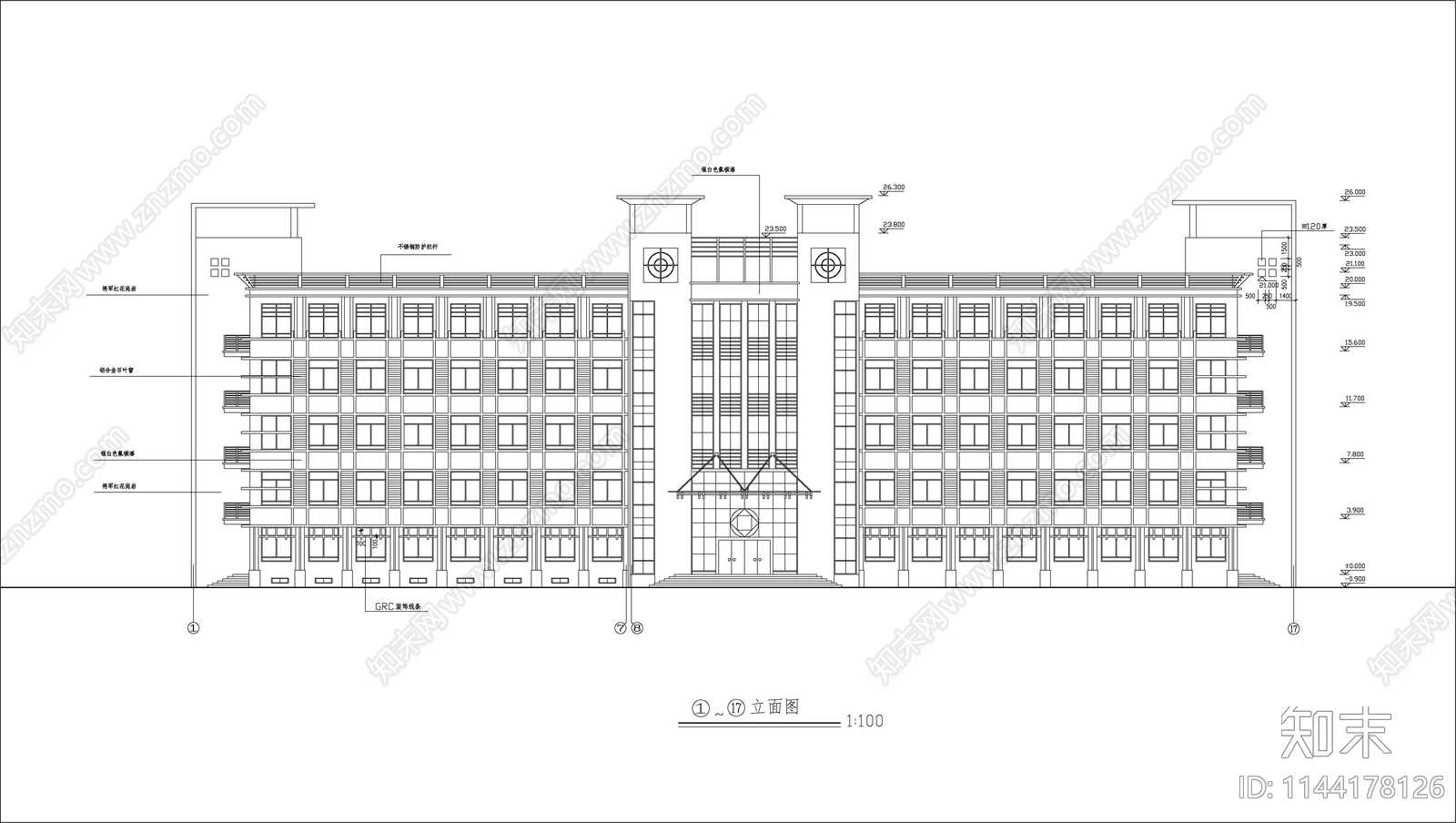 某中学综合实验楼建筑cad施工图下载【ID:1144178126】