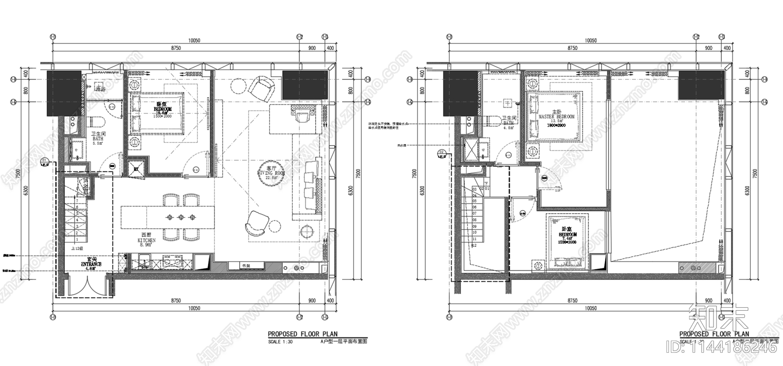 丹健设计深圳恒大天璟9套LOFT公寓样板间室内施工图下载【ID:1144186246】