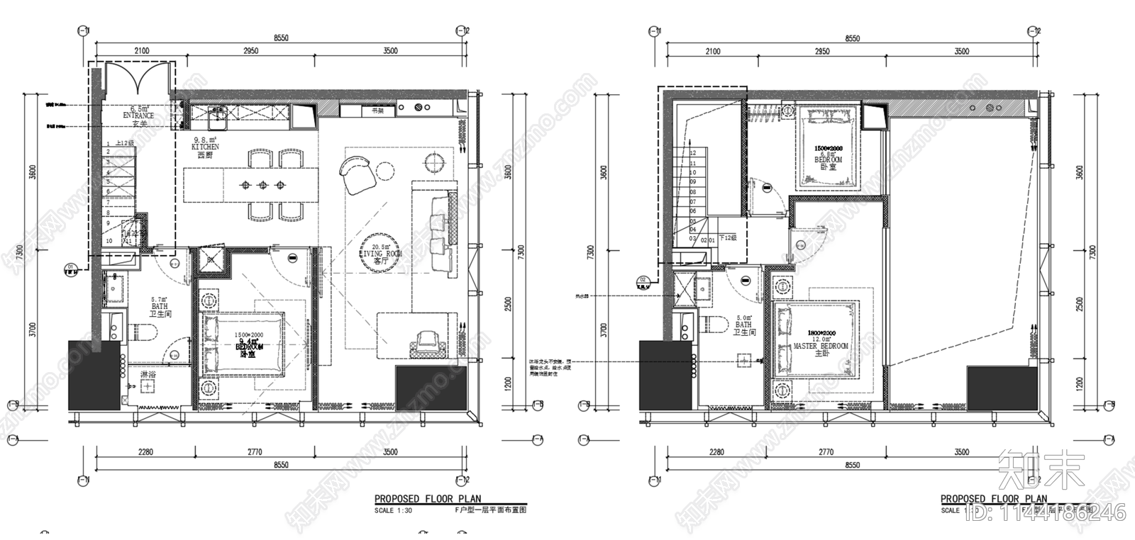 丹健设计深圳恒大天璟9套LOFT公寓样板间室内施工图下载【ID:1144186246】