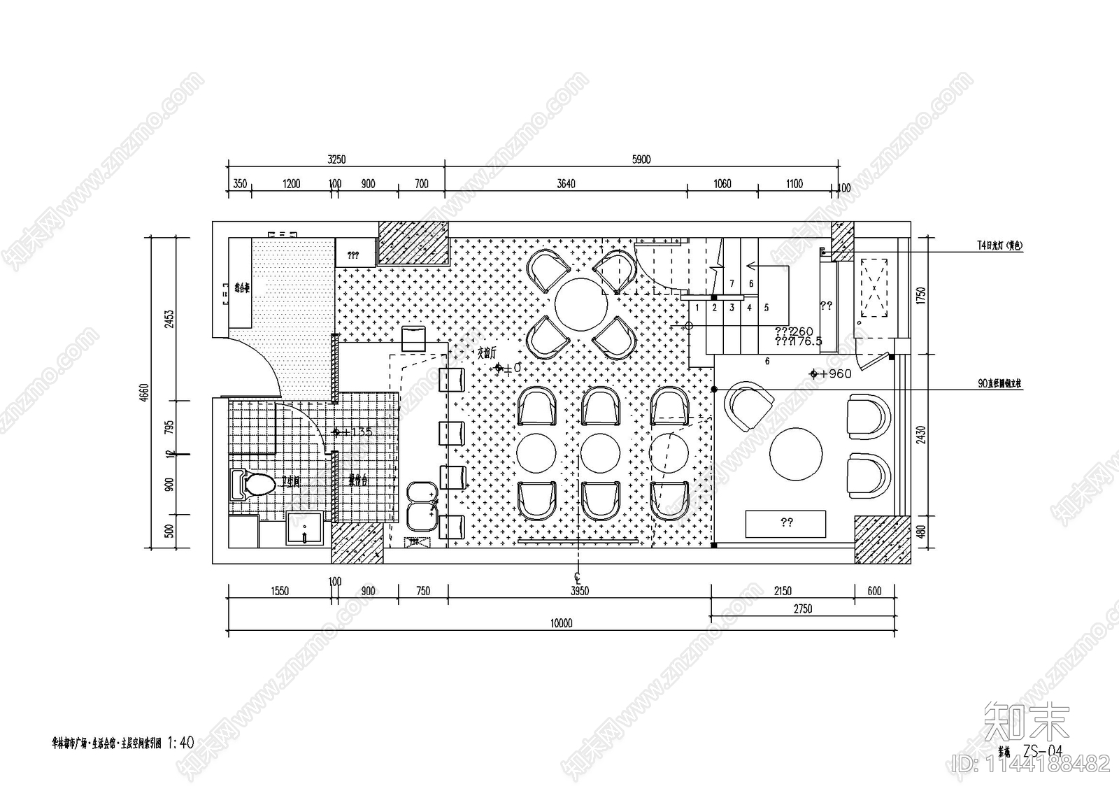 华林都市广场生活会馆室内cad施工图下载【ID:1144188482】