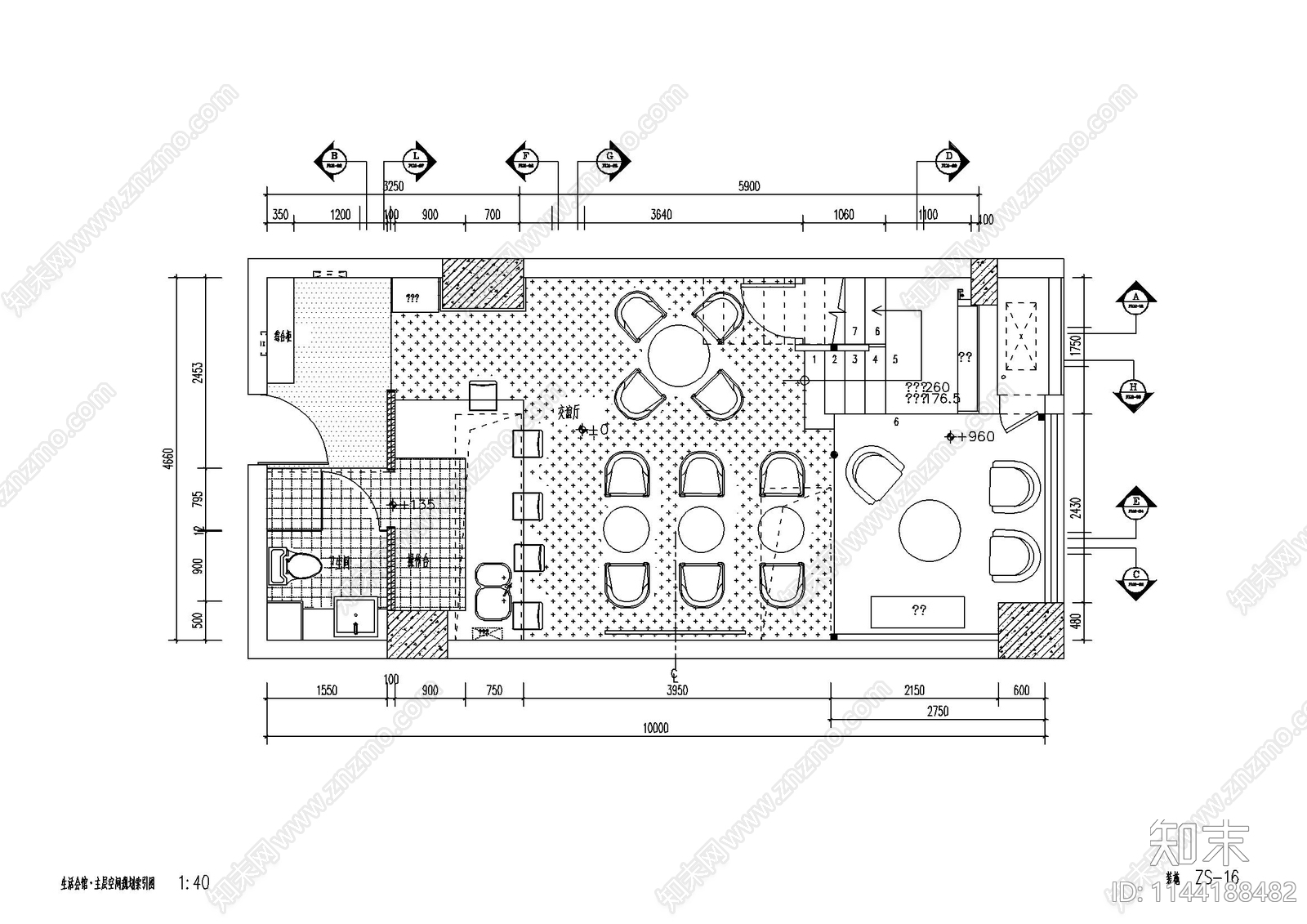 华林都市广场生活会馆室内cad施工图下载【ID:1144188482】