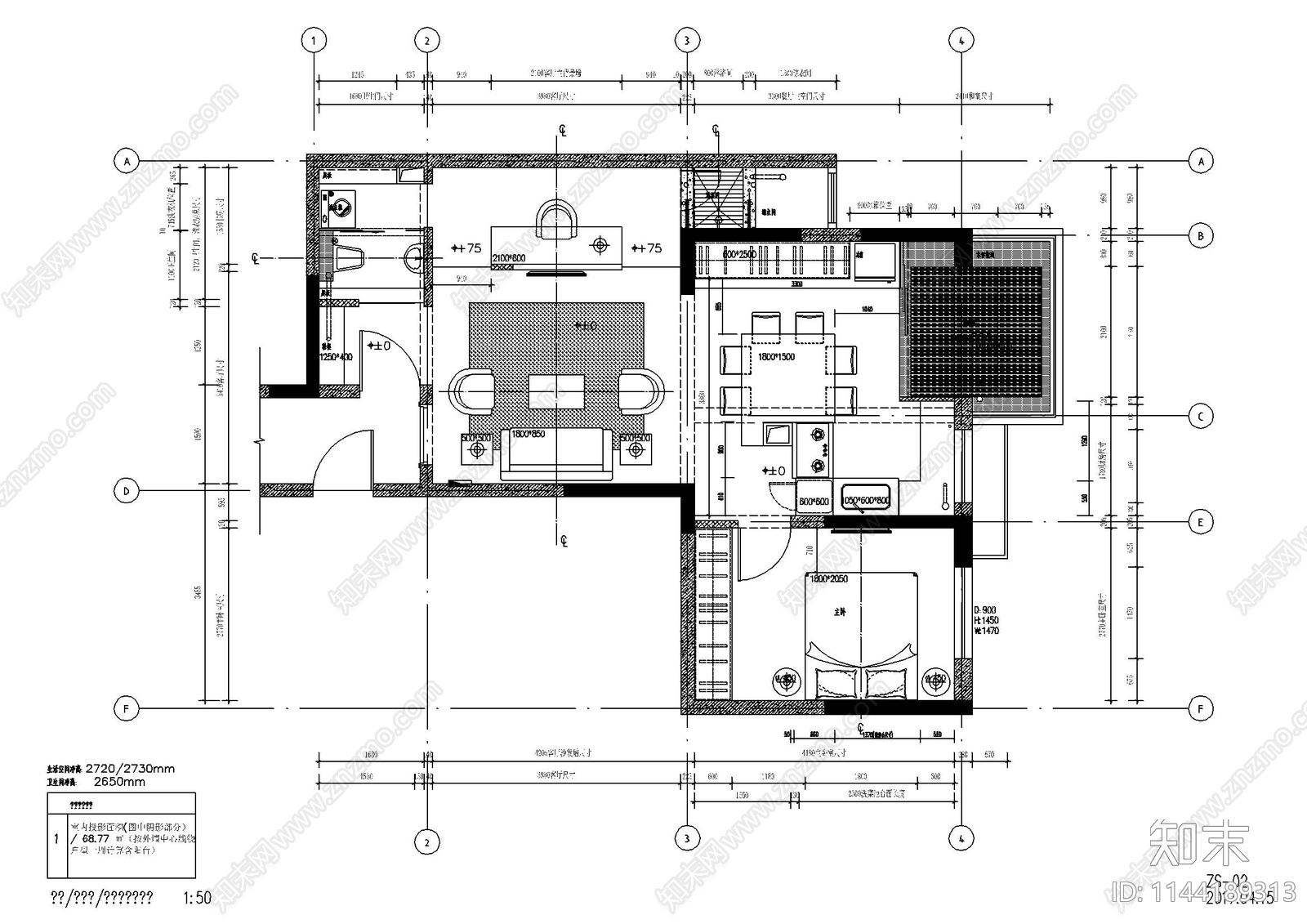 郑州蓝水岸公寓室内cad施工图下载【ID:1144189313】