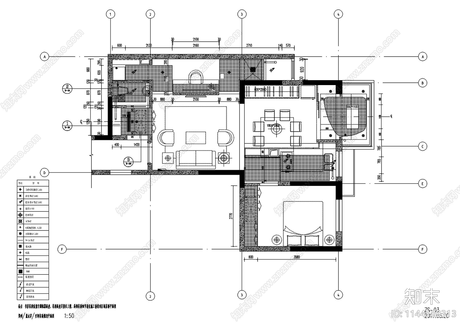 郑州蓝水岸公寓室内cad施工图下载【ID:1144189313】