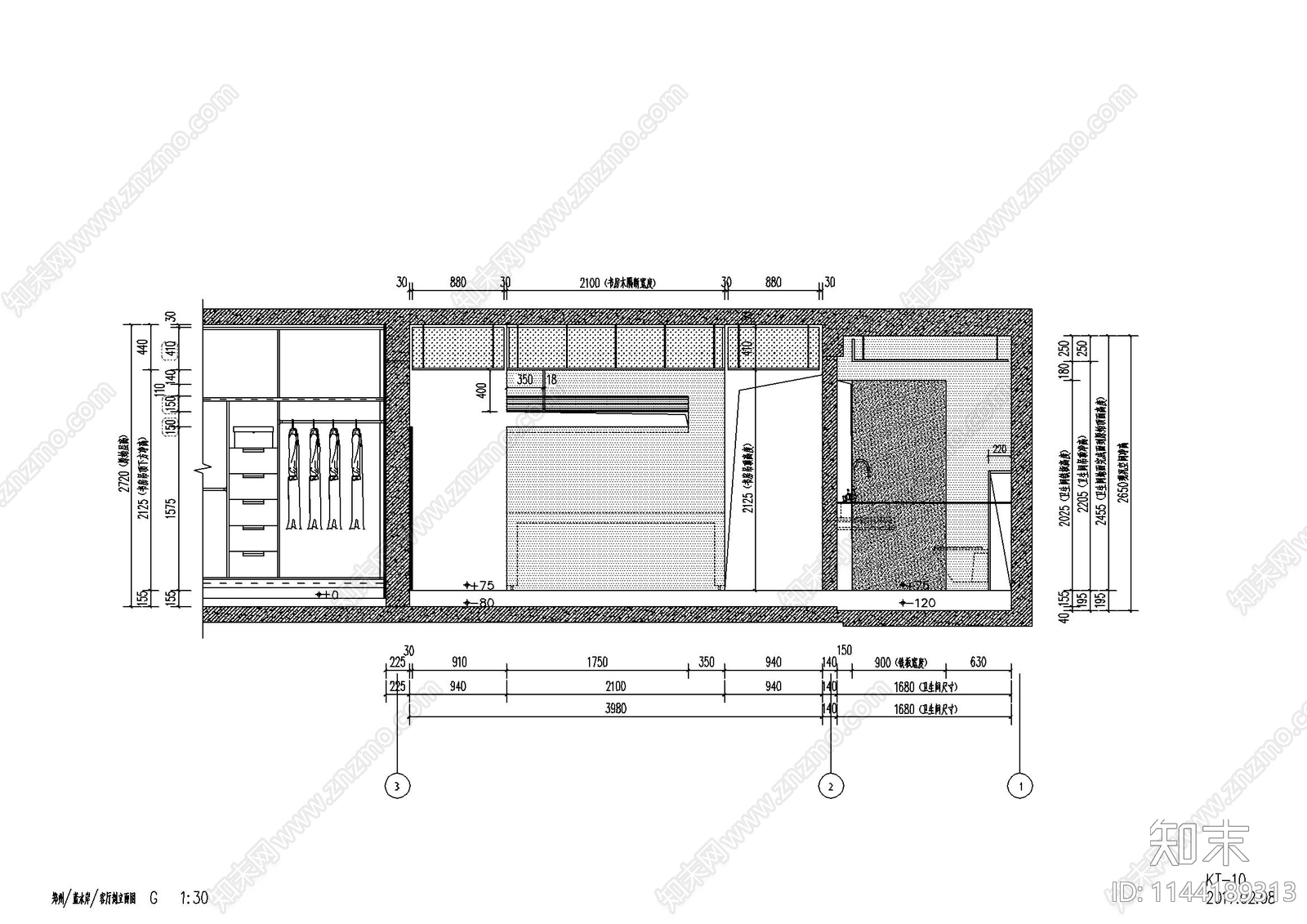 郑州蓝水岸公寓室内cad施工图下载【ID:1144189313】