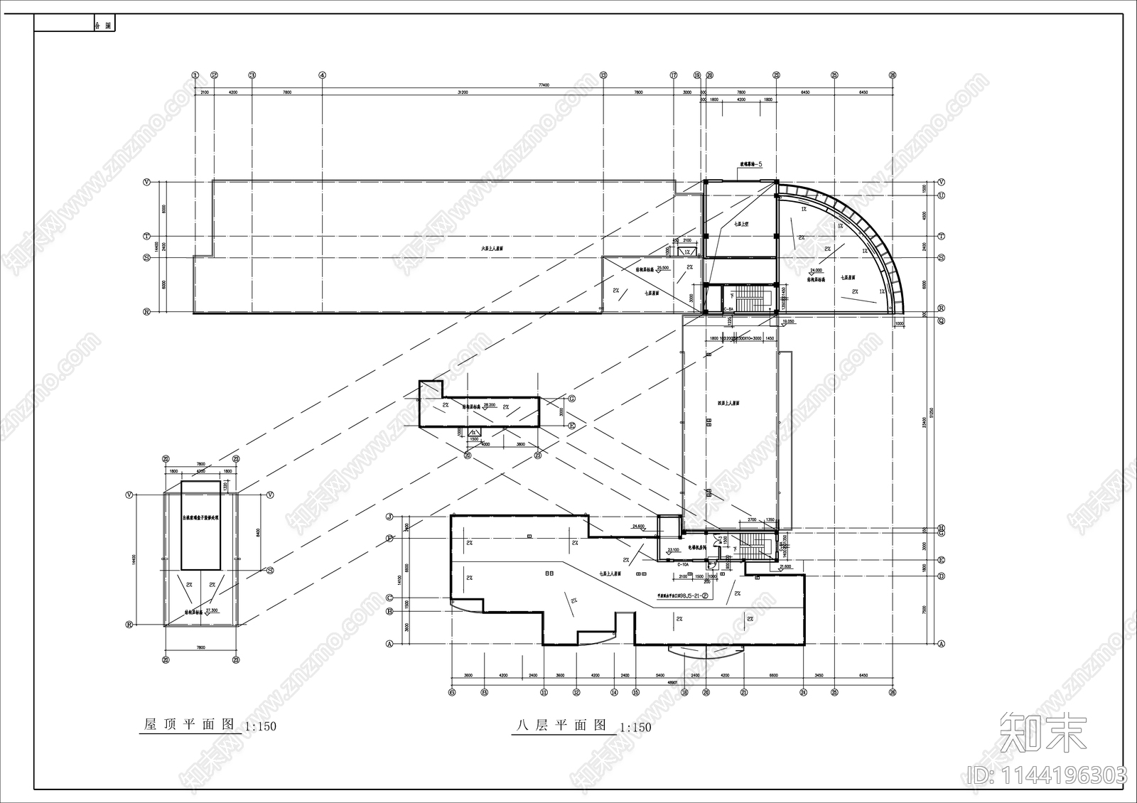 框架结构办公楼建筑cad施工图下载【ID:1144196303】