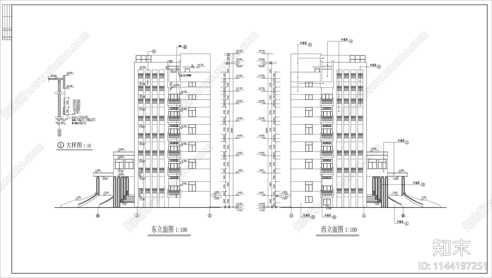 混凝土框架结构就业培训办公楼建筑施工图下载【ID:1144197251】