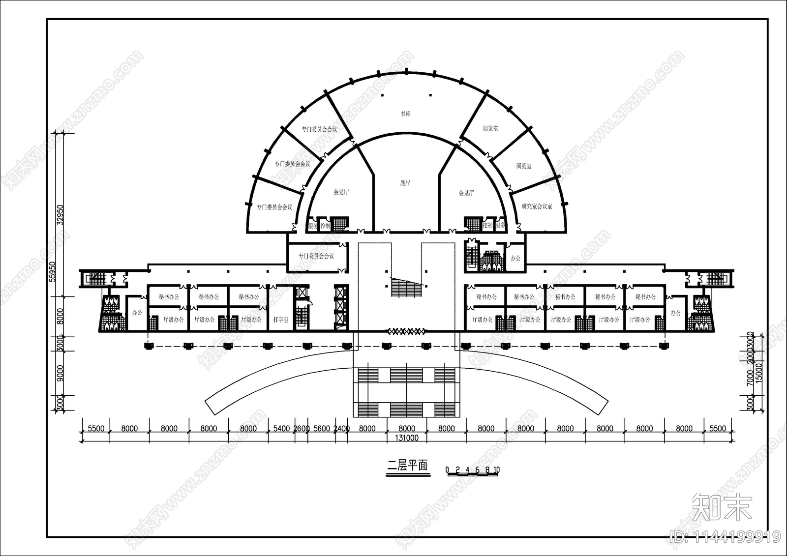 7层武警办公楼建筑cad施工图下载【ID:1144199919】