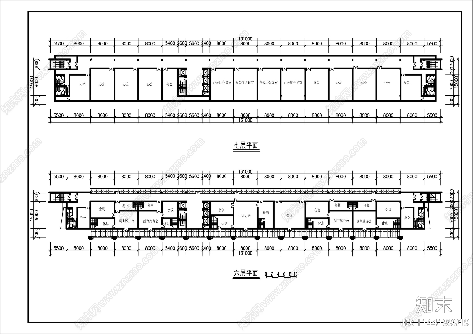 7层武警办公楼建筑cad施工图下载【ID:1144199919】