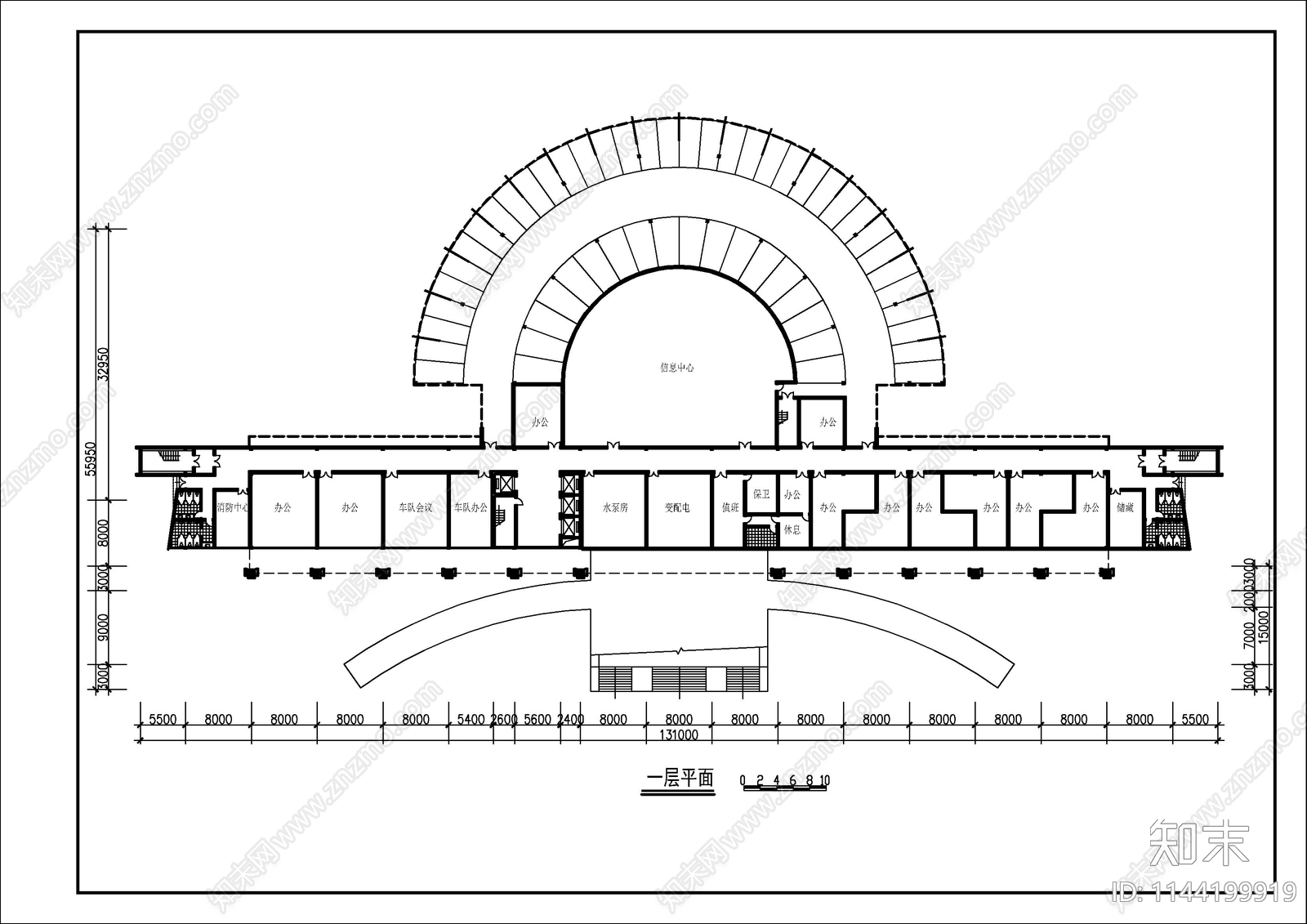 7层武警办公楼建筑cad施工图下载【ID:1144199919】