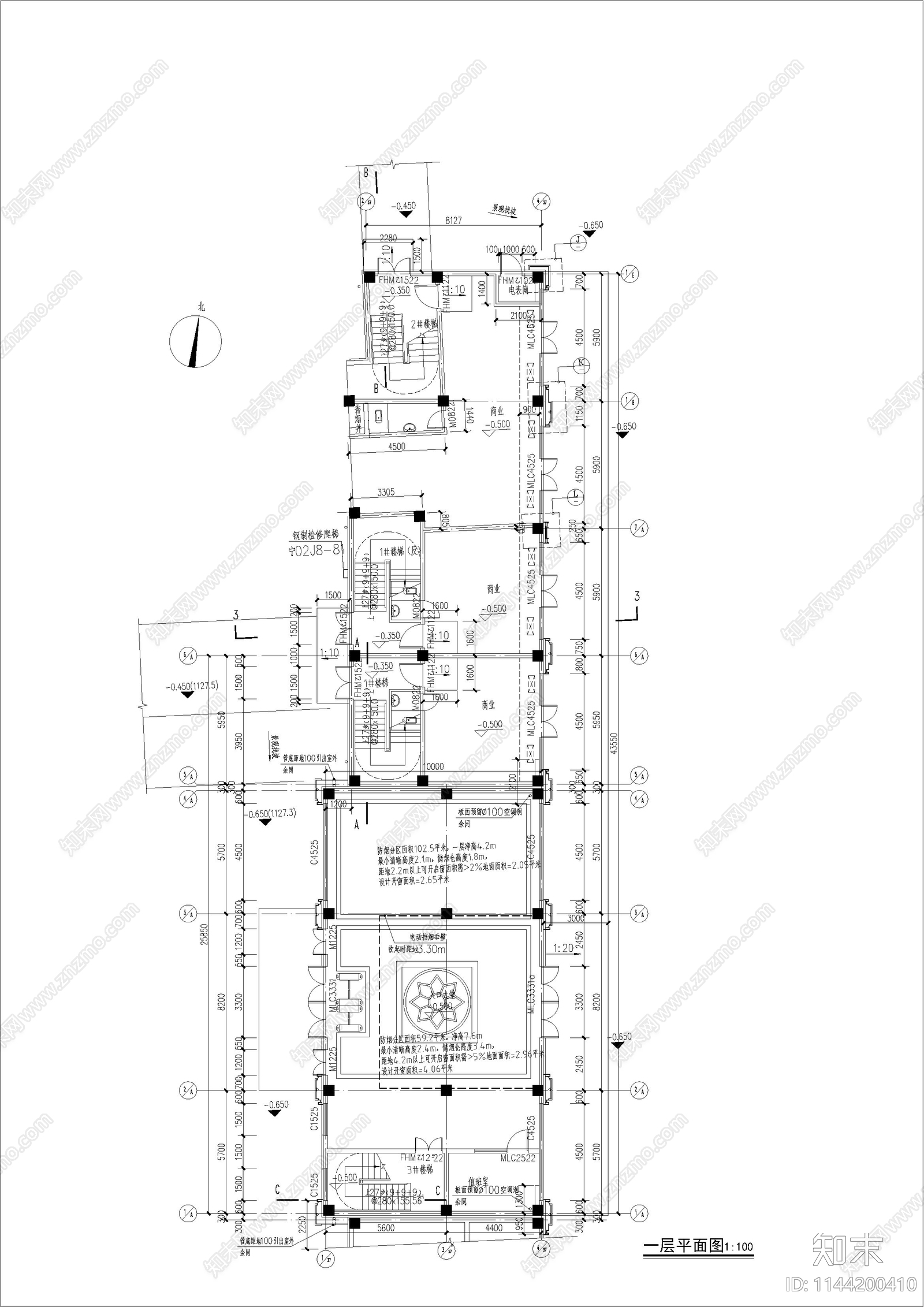 小区入口及配套商业楼建筑cad施工图下载【ID:1144200410】