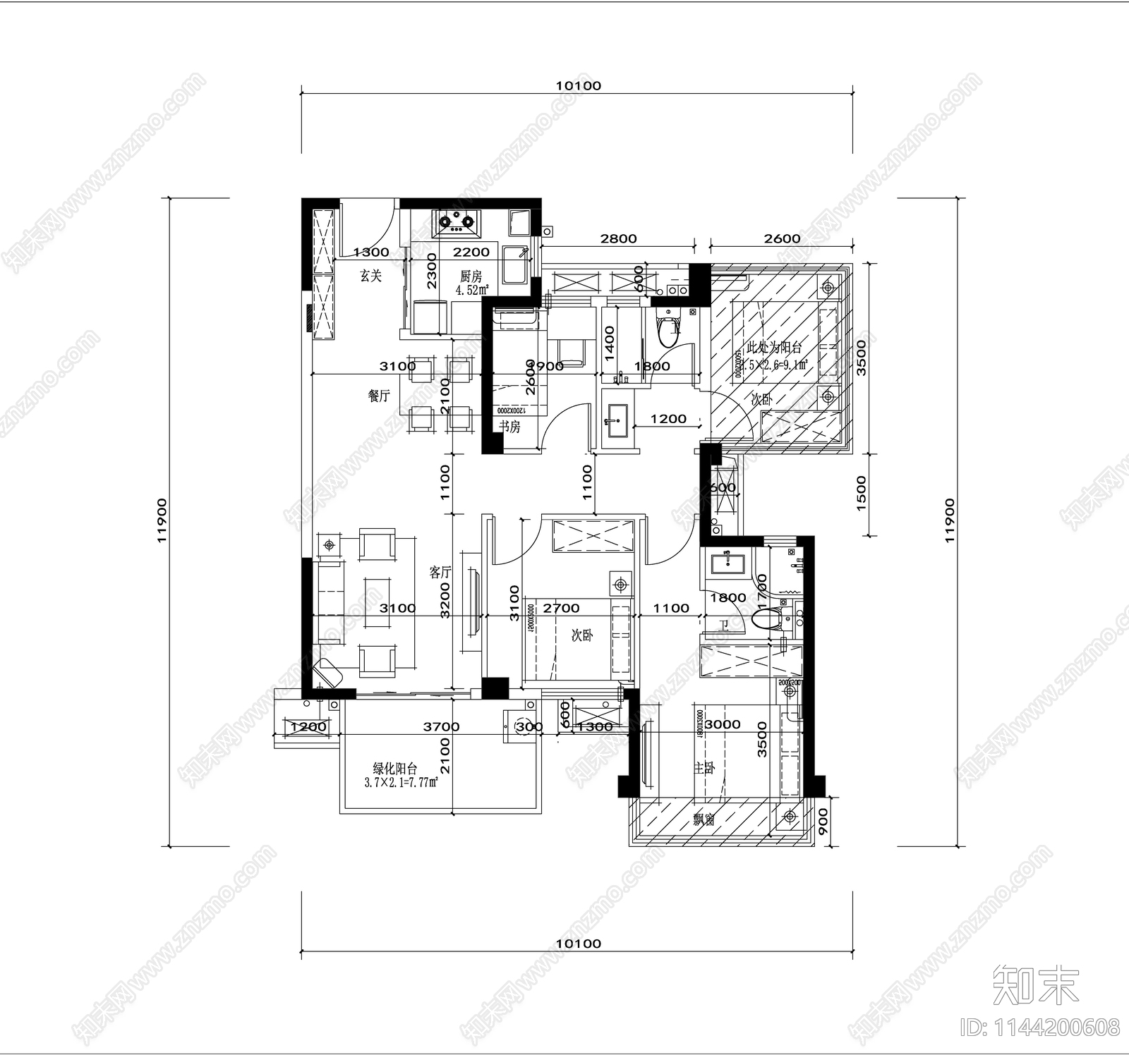 深圳强化设计住宅标准化户型平面图施工图下载【ID:1144200608】