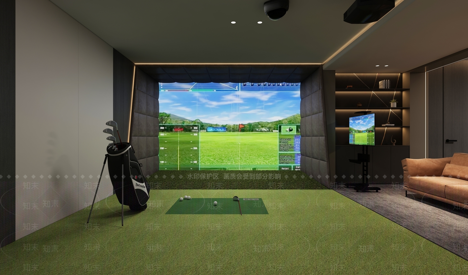 现代室内高尔夫球场3D模型下载【ID:1144202122】