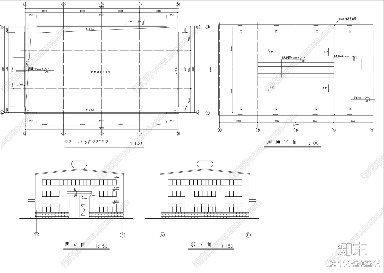 钢结构车间建筑cad施工图下载【ID:1144202244】