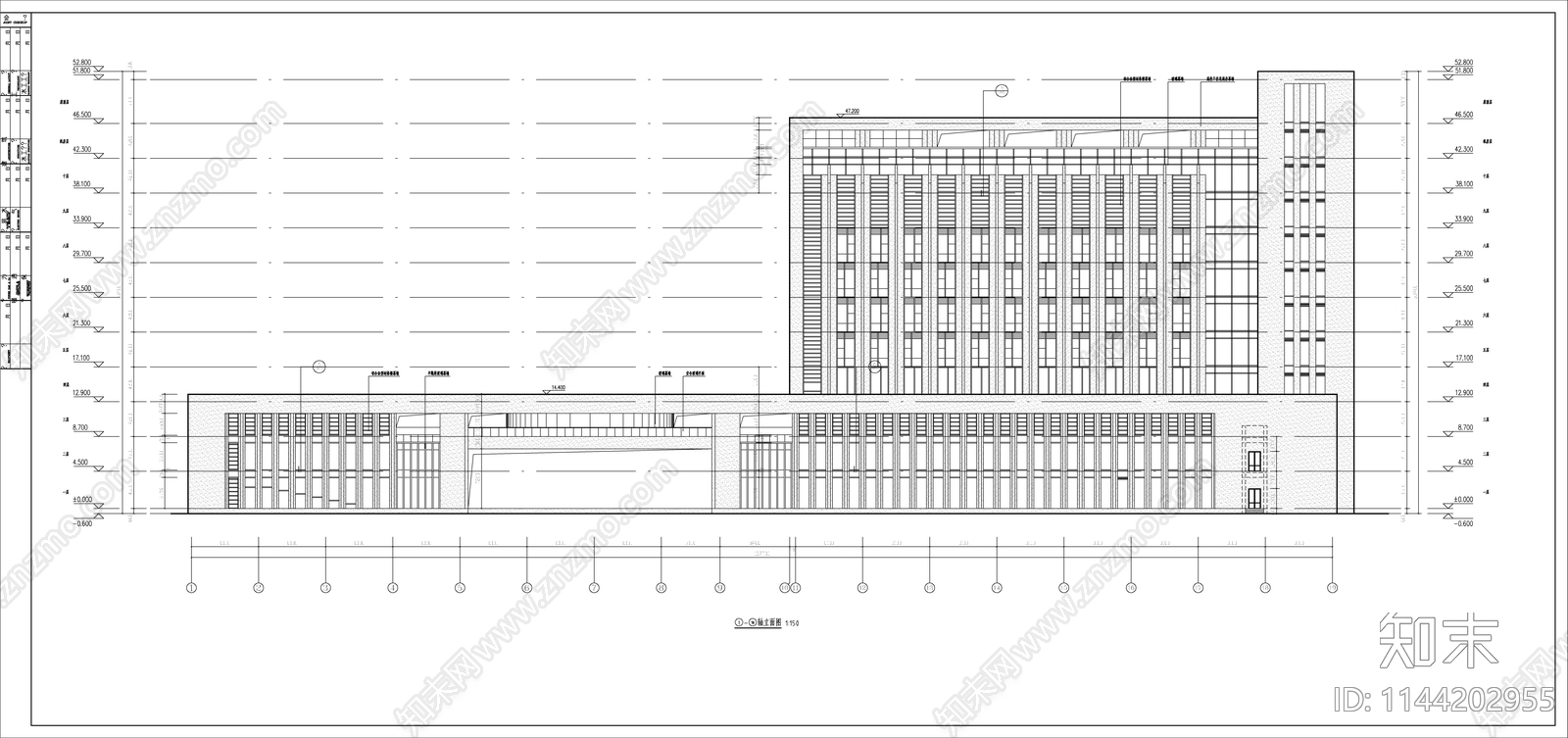 某特警综合指挥楼办公建筑cad施工图下载【ID:1144202955】