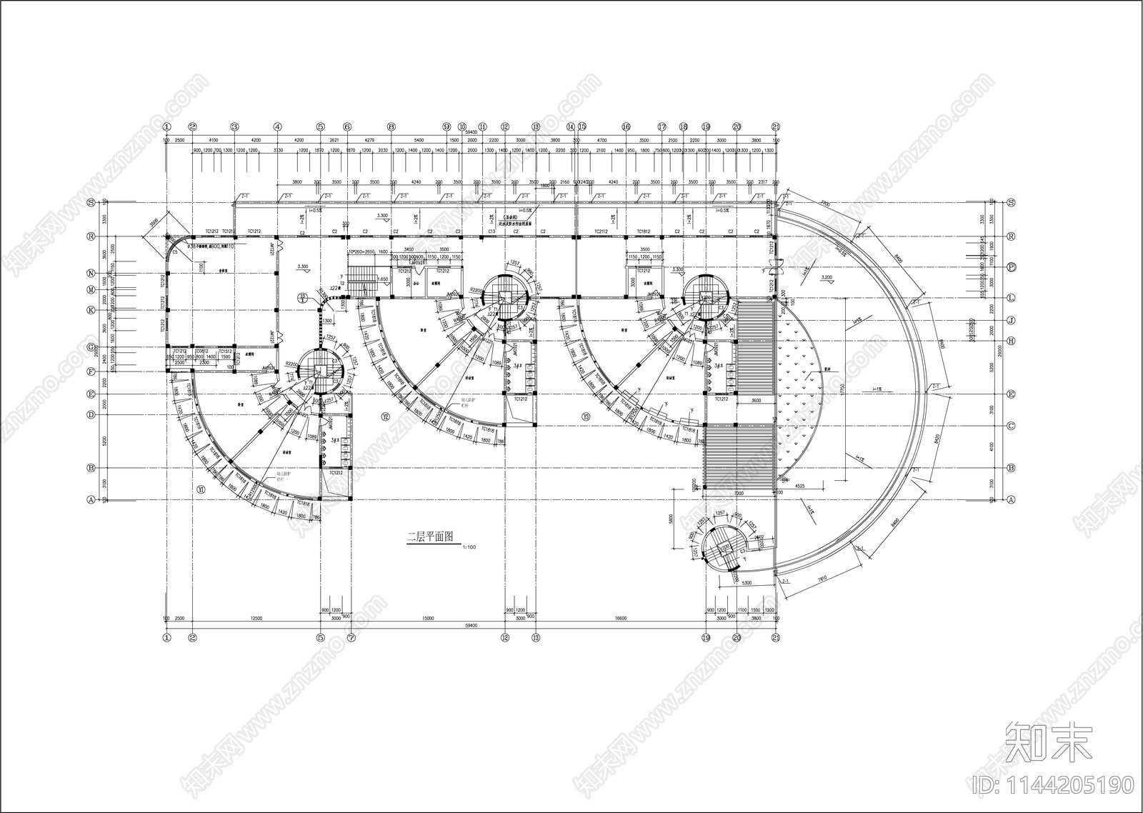 欧式城堡幼儿园建筑cad施工图下载【ID:1144205190】