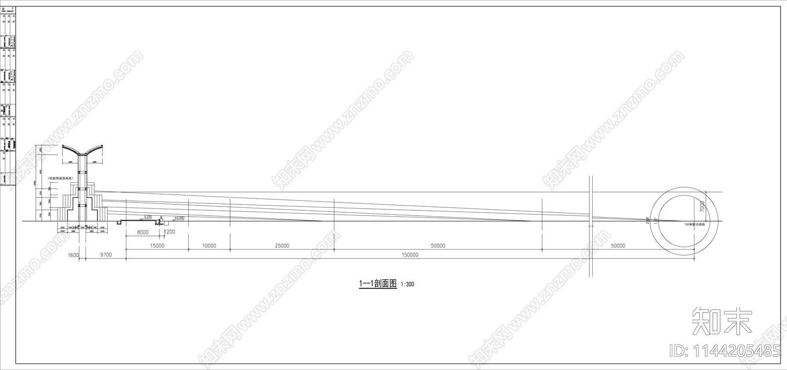 某特警训练营挡弹墙cad施工图下载【ID:1144205485】