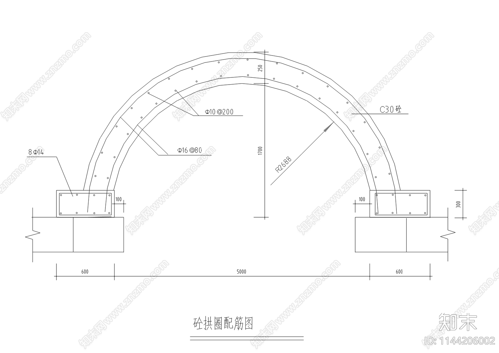 新中式公园拱桥cad施工图下载【ID:1144206002】