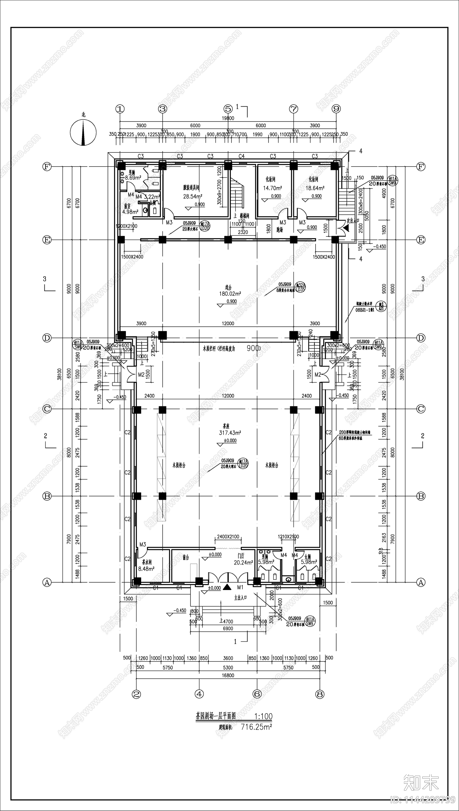 小型欧式风茶园剧场建筑cad施工图下载【ID:1144209799】