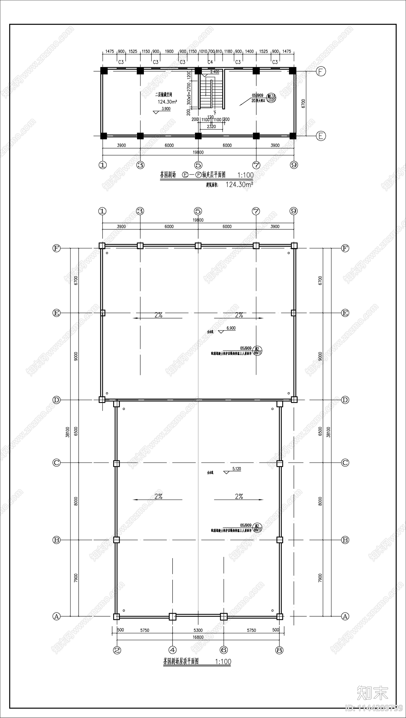 小型欧式风茶园剧场建筑cad施工图下载【ID:1144209799】