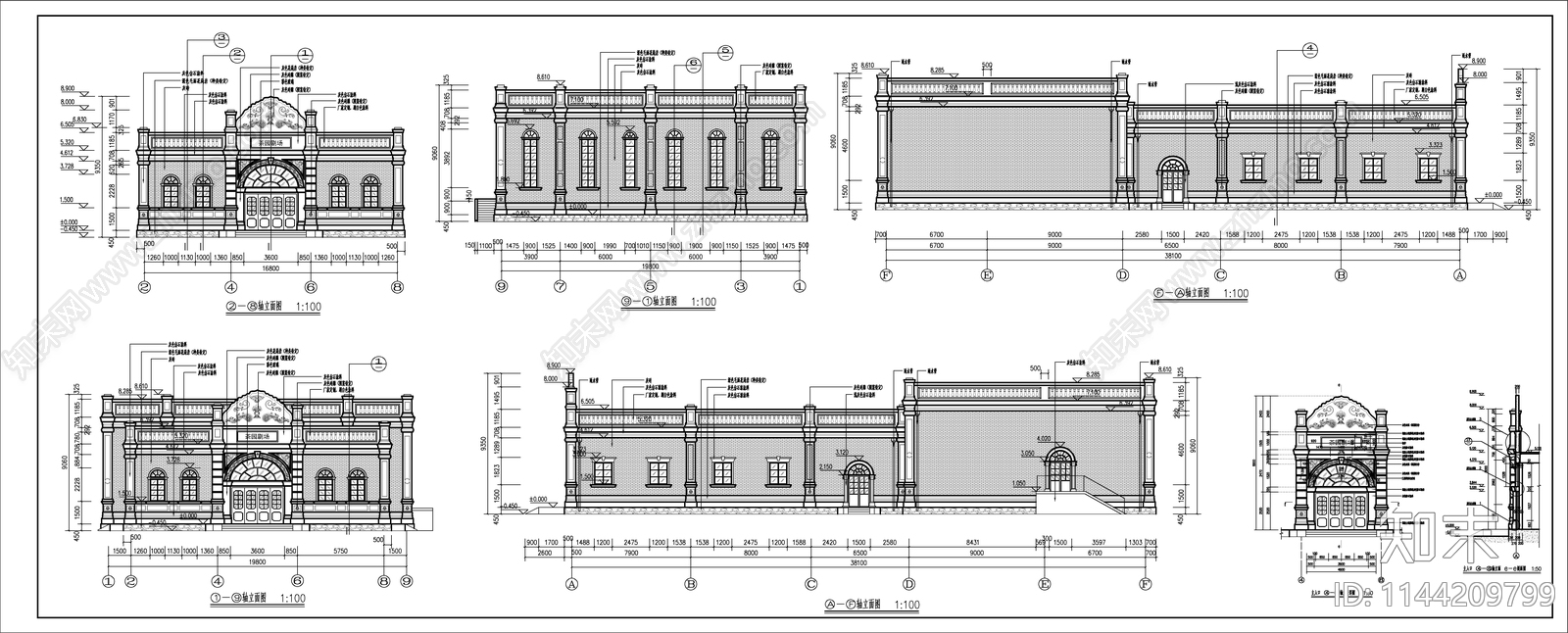 小型欧式风茶园剧场建筑cad施工图下载【ID:1144209799】