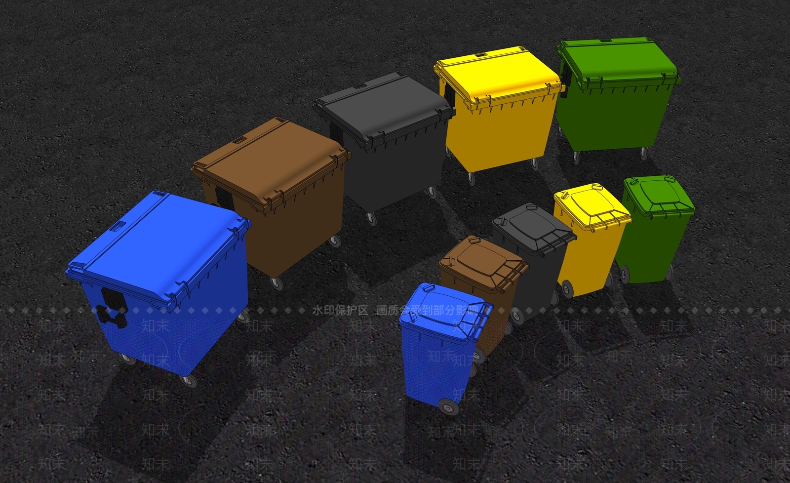 现代公共垃圾桶组合SU模型下载【ID:1144210648】
