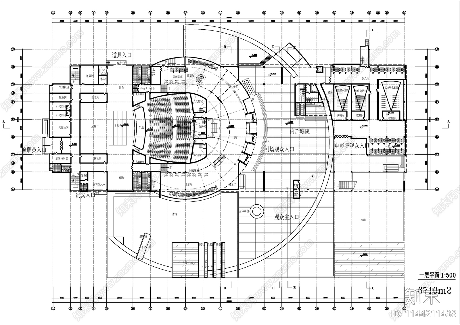 中小型影剧院建筑施工图下载【ID:1144211438】