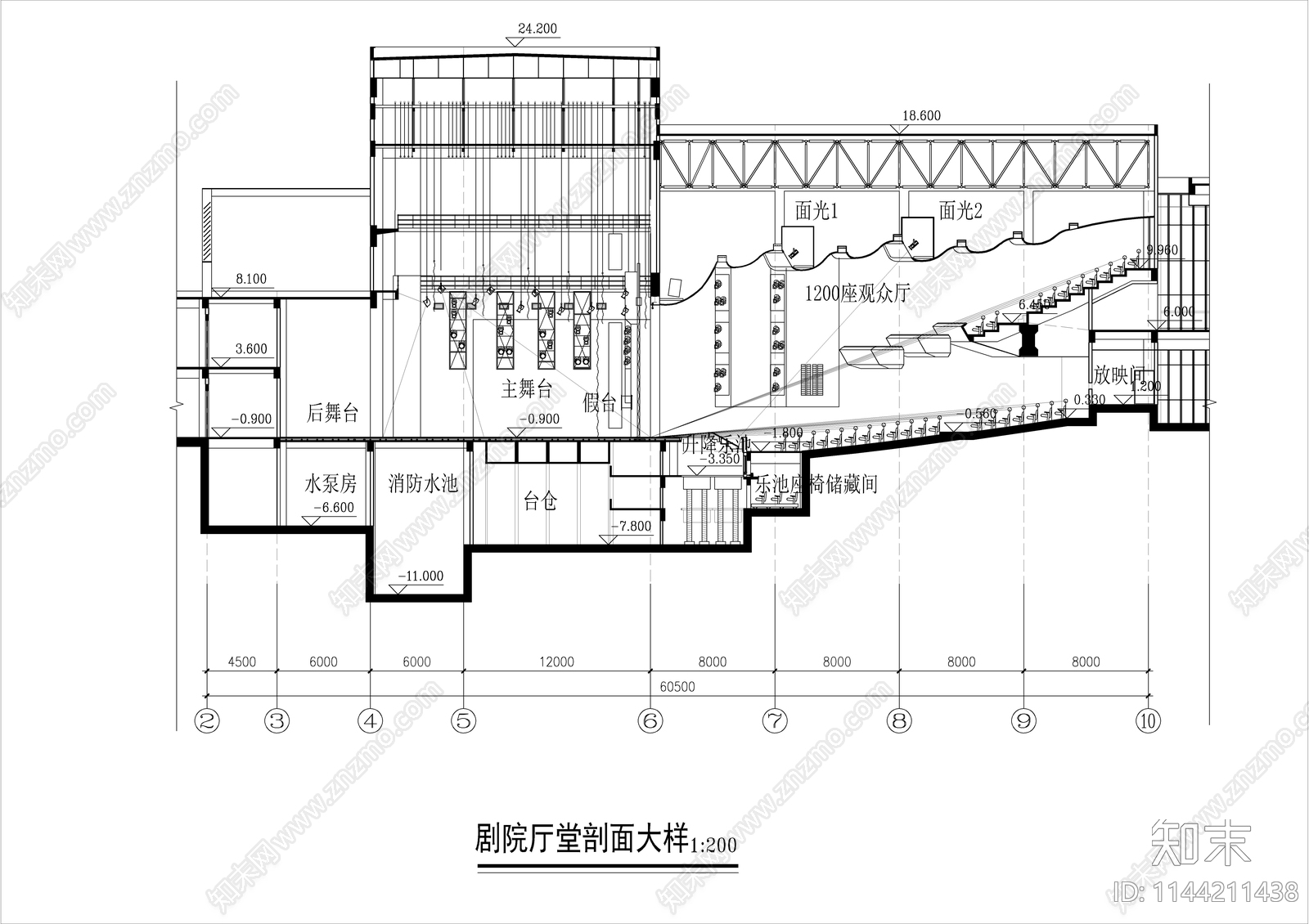 中小型影剧院建筑施工图下载【ID:1144211438】