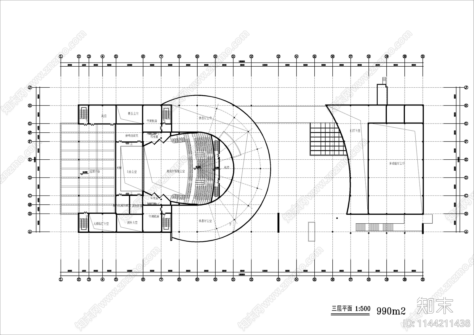 中小型影剧院建筑施工图下载【ID:1144211438】