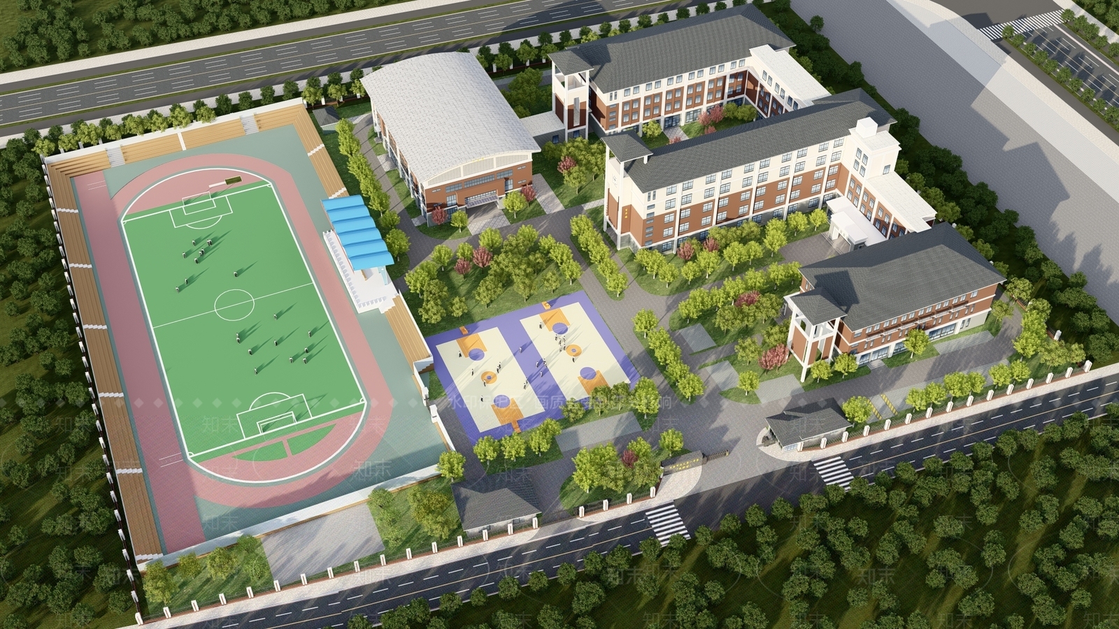 现代学校外观3D模型下载【ID:1144212049】
