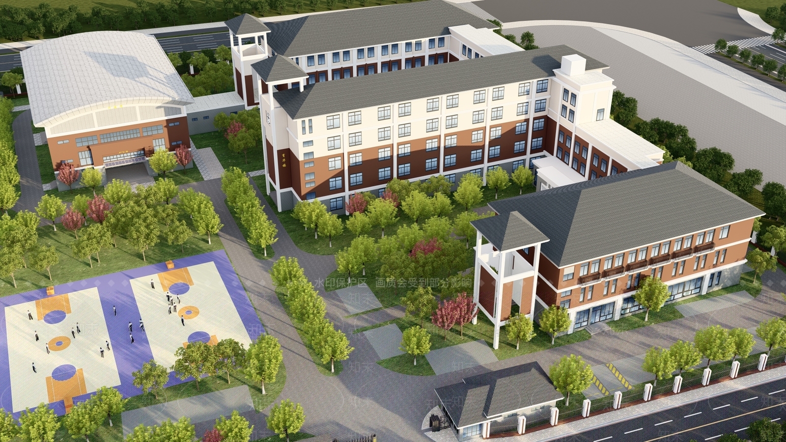 现代学校外观3D模型下载【ID:1144212049】