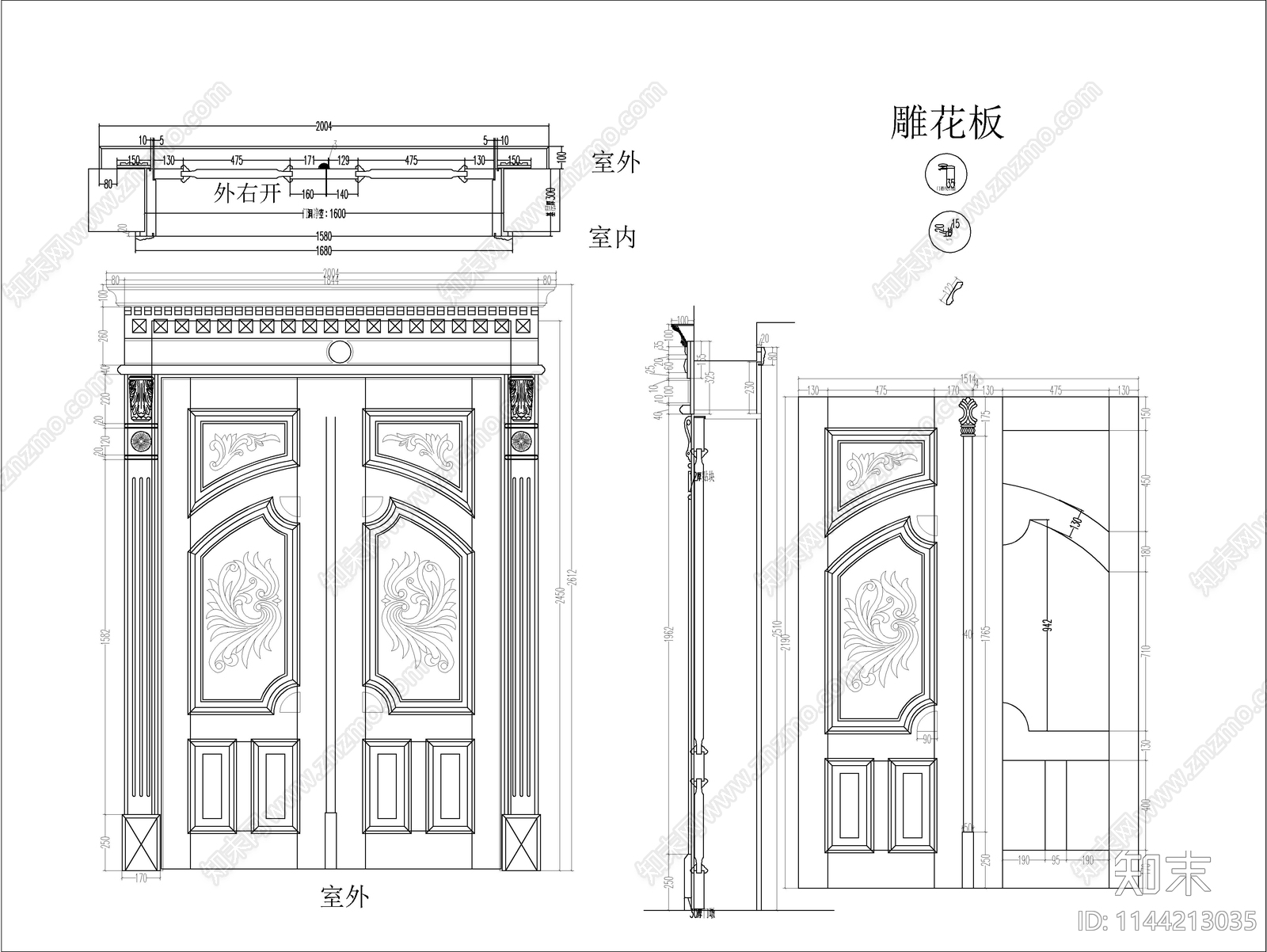 别墅大门详图cad施工图下载【ID:1144213035】