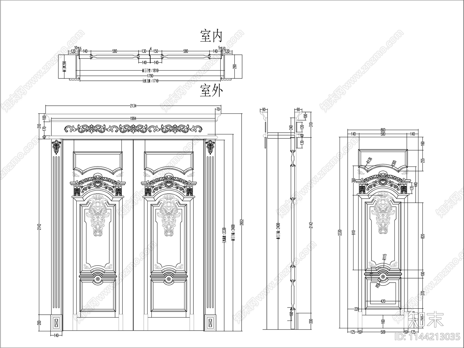 别墅大门详图施工图下载【ID:1144213035】