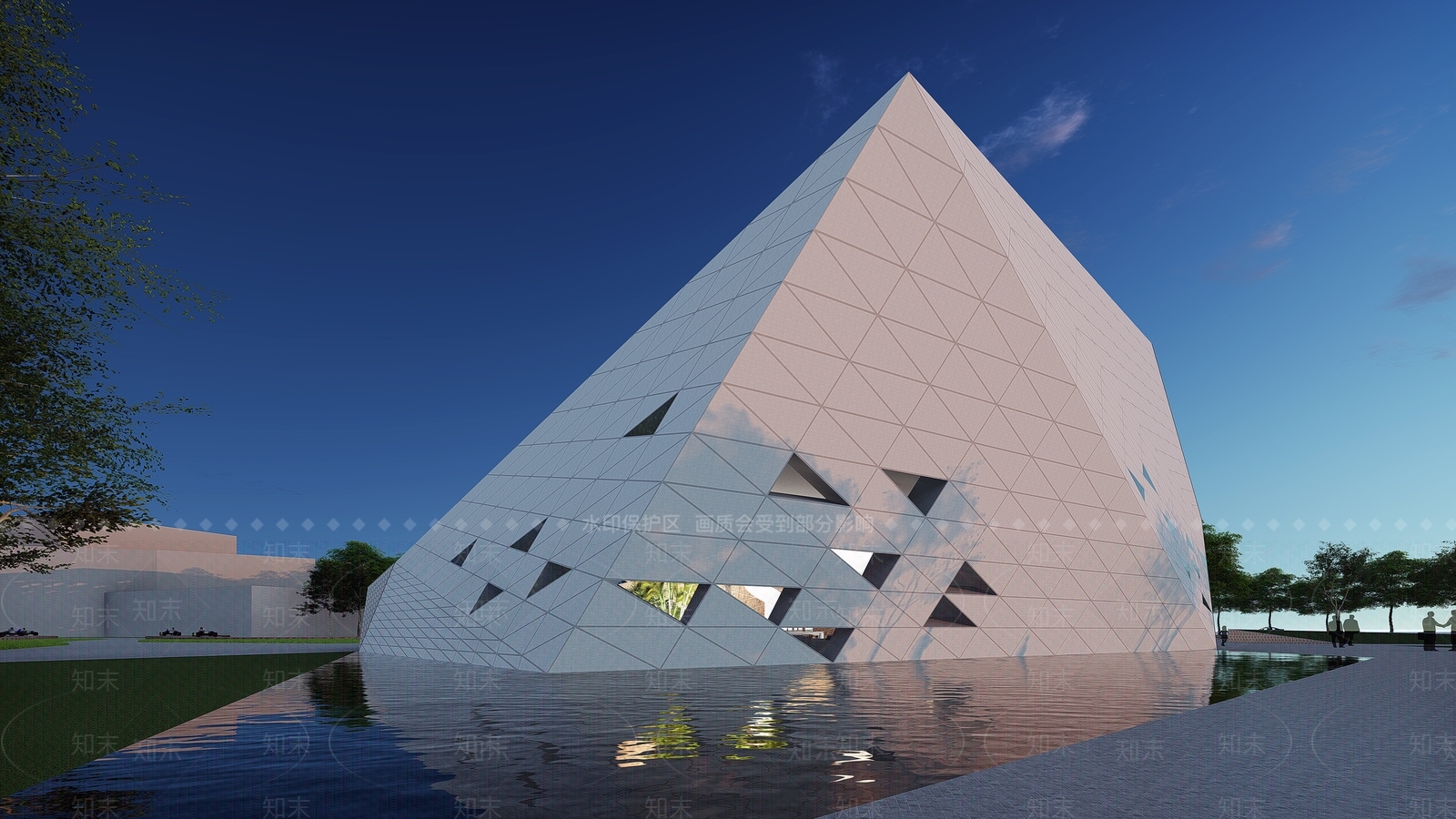现代售楼处建筑SU模型下载【ID:1144213451】